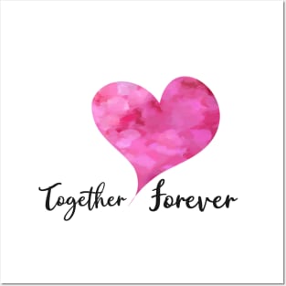 Together Forever with Pink Watercolor Heart - Love Celebrations Posters and Art
